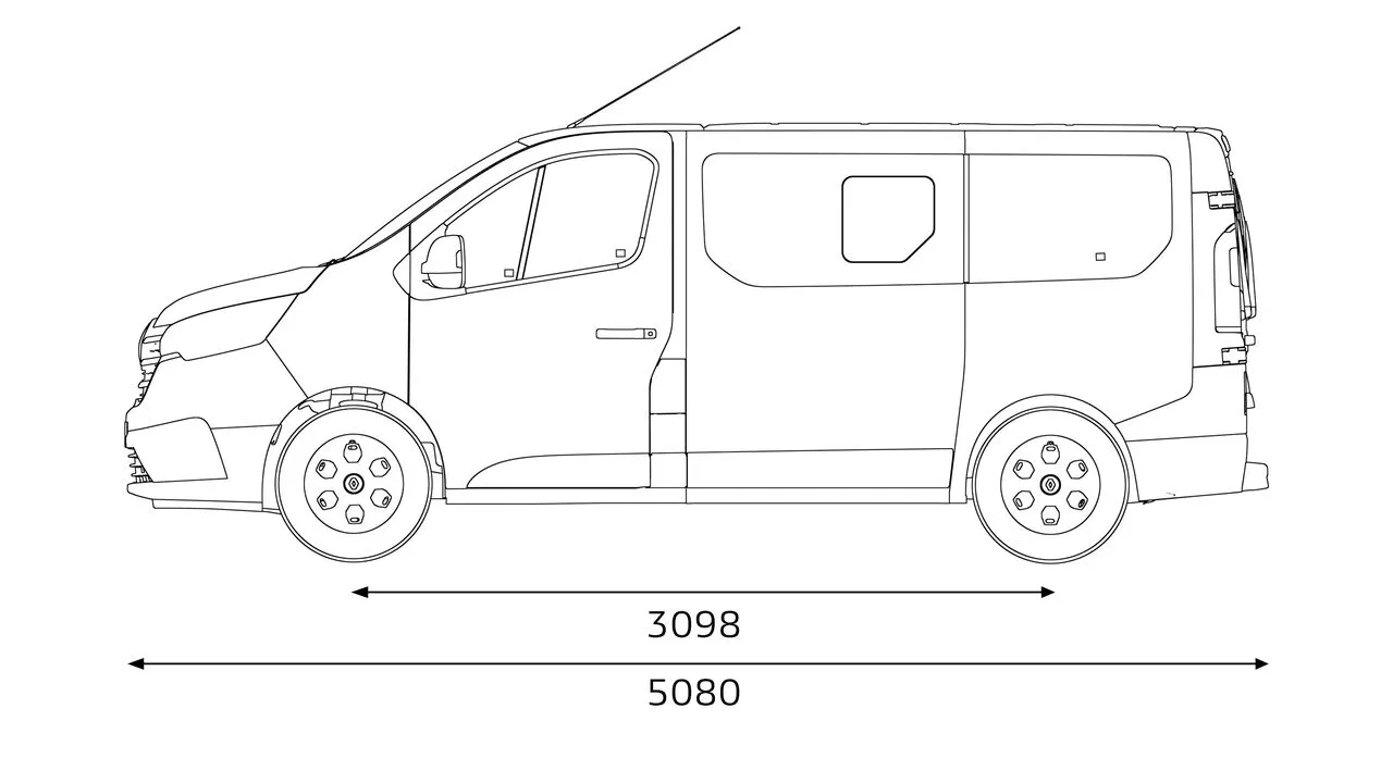 ilustratie dimensiuni laterale Renault Trafic Combi