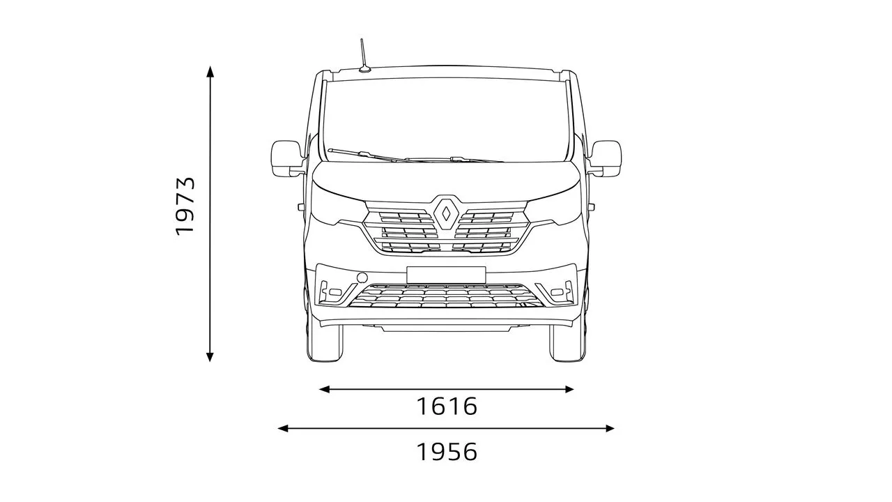 ilustratie dimensiuni fata masina Renault Trafic SpaceClass